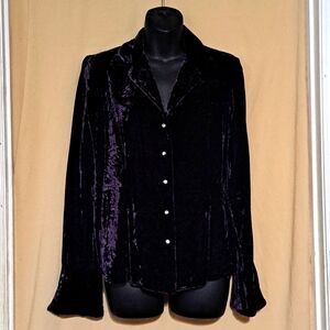 Ralph Lauren, purple velvet long sleeve button up, size 8
